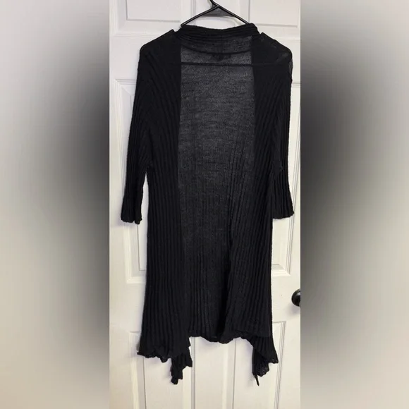 Eileen Fisher Mohair Black Lightweight Open-Front Cardigan Sweater Size Large - Picture 4 of 11